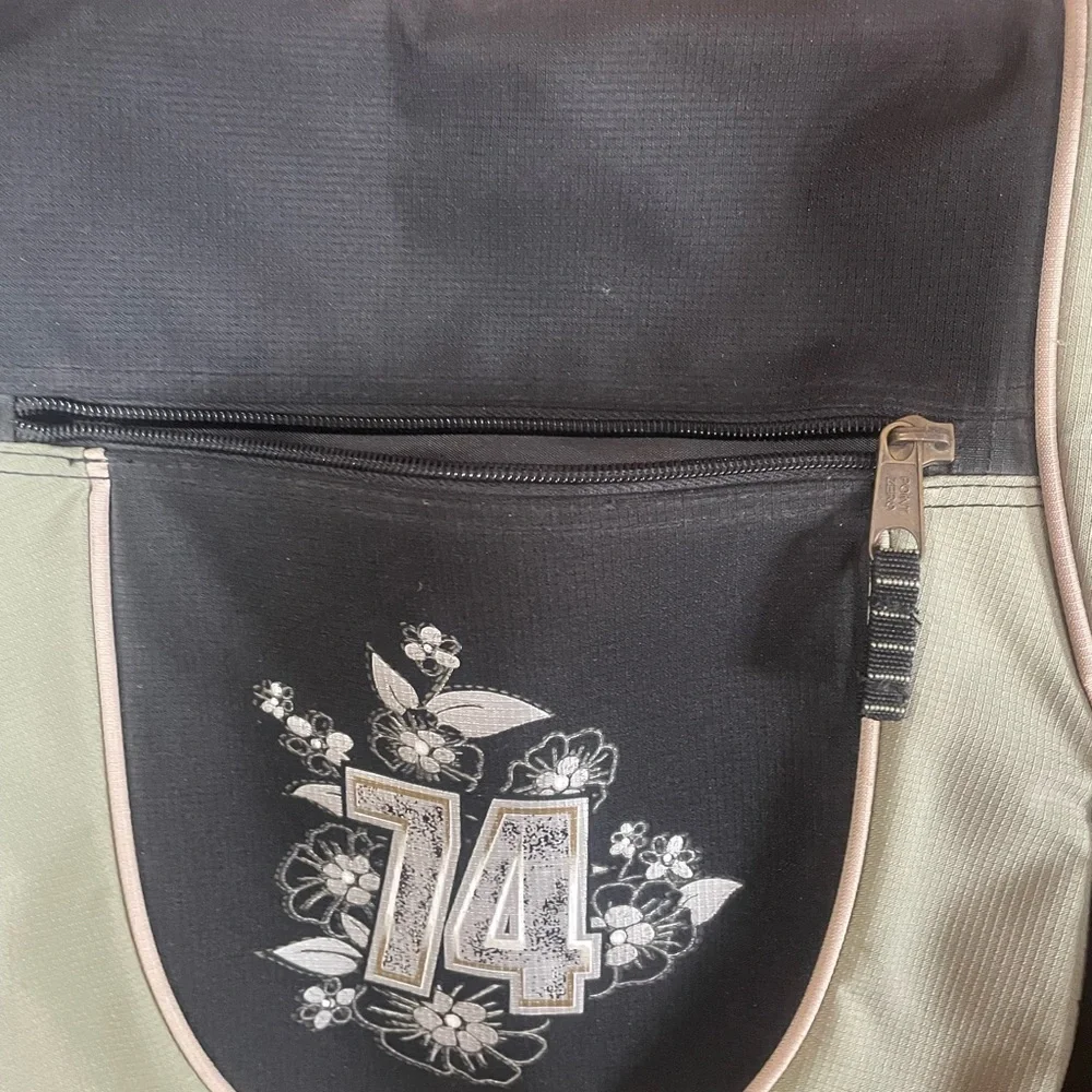 Point Zero Black and Green Floral Messenger Bag